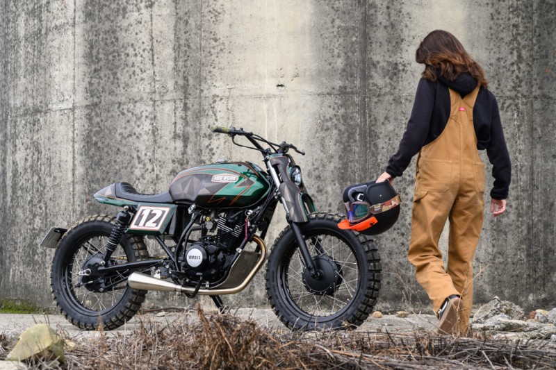Green Hornet: Yamaha SR150 Street Tracker by Hide Work Custom – BikeBound