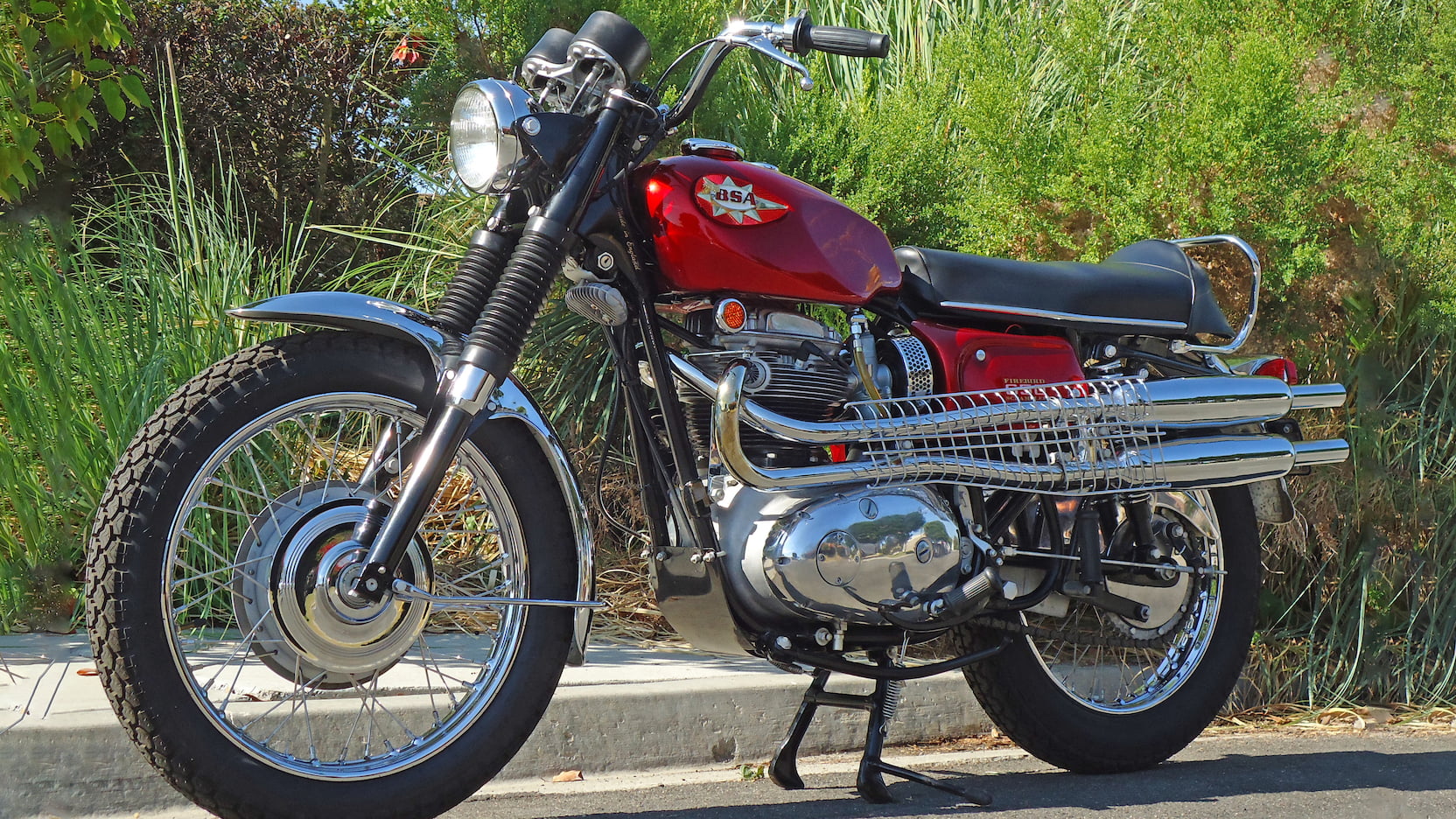 1969 BSA 650 Firebird Scrambler Motorcycle Emblem Design Faux Leather Key Ring 